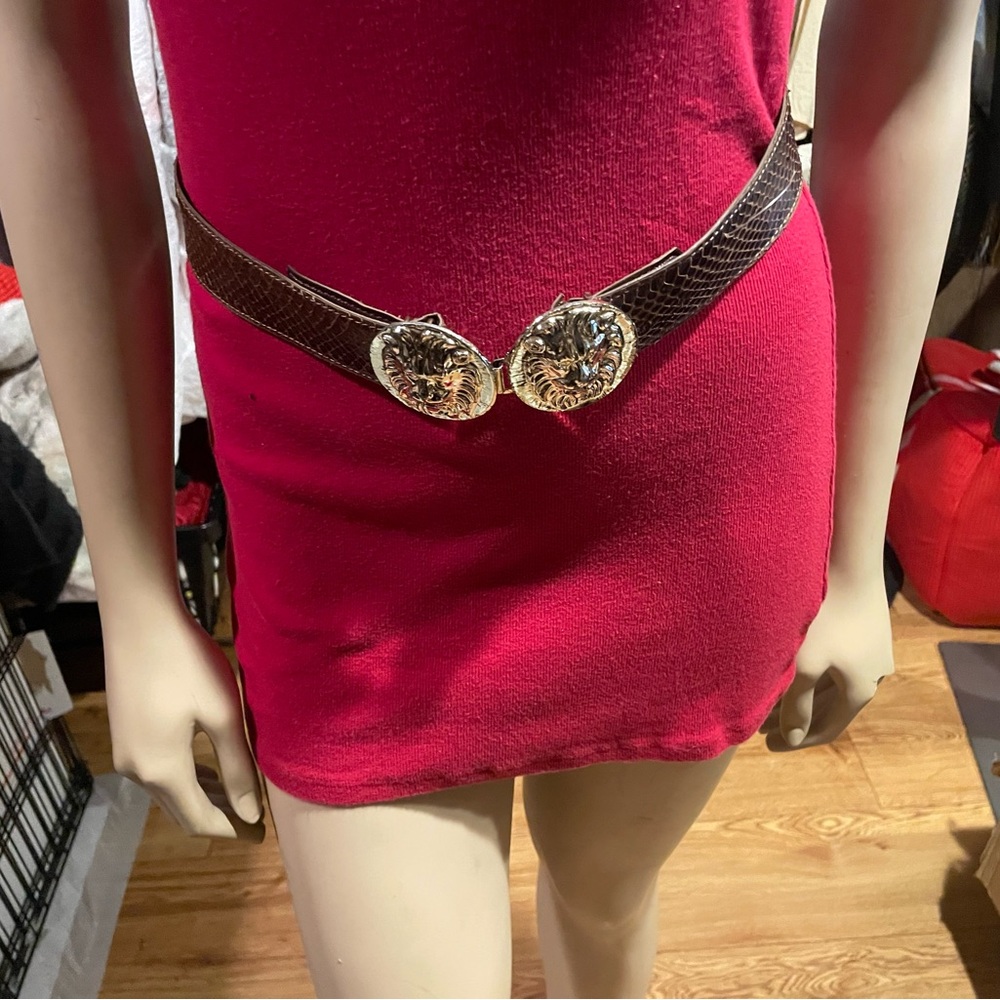 Brown Leather Belt with Silver Buckle